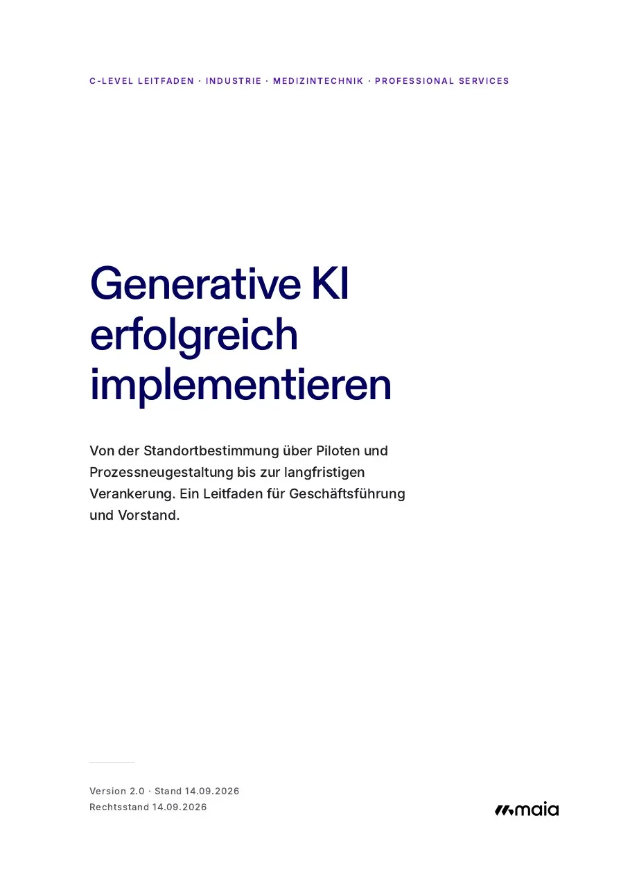 Deckblatt Leitfaden Generative KI erfolgreich implementieren