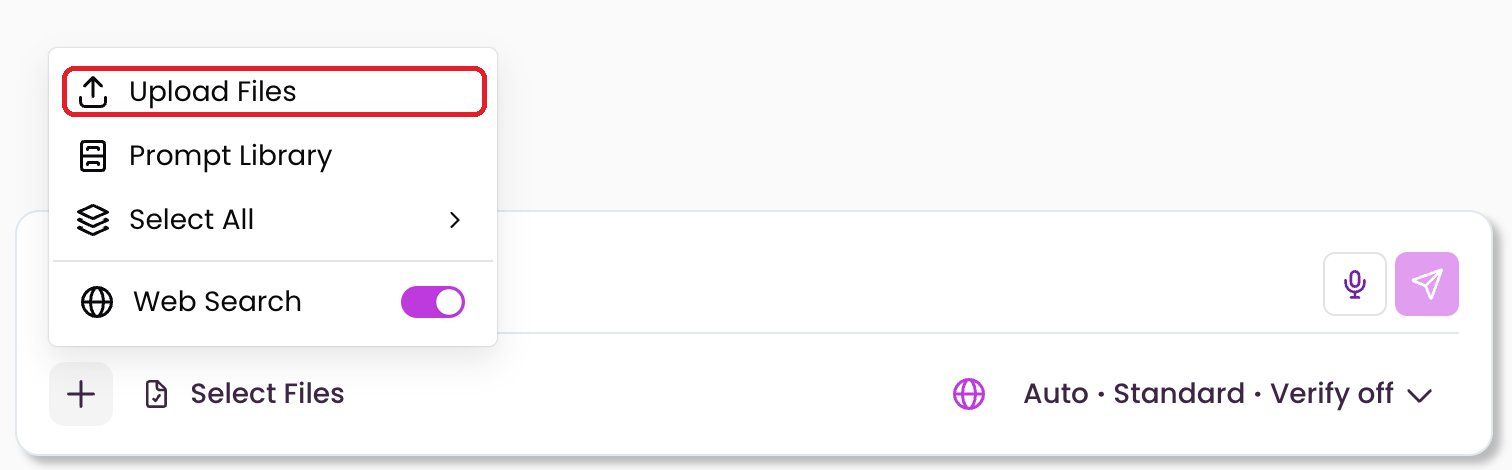 “+” menu with “Upload Files”