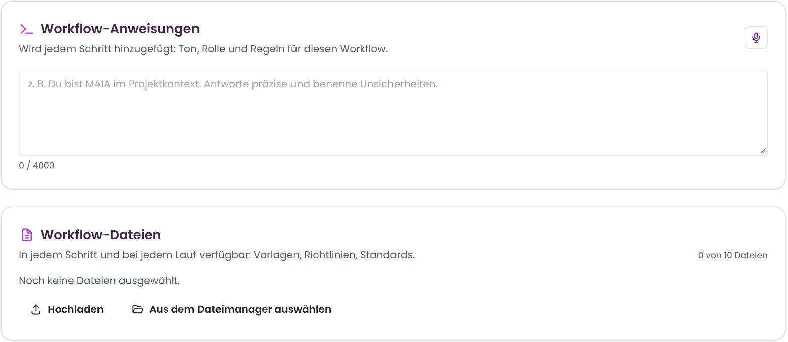 Workflow mit Workflow-Anweisungen und Workflow-Dateien