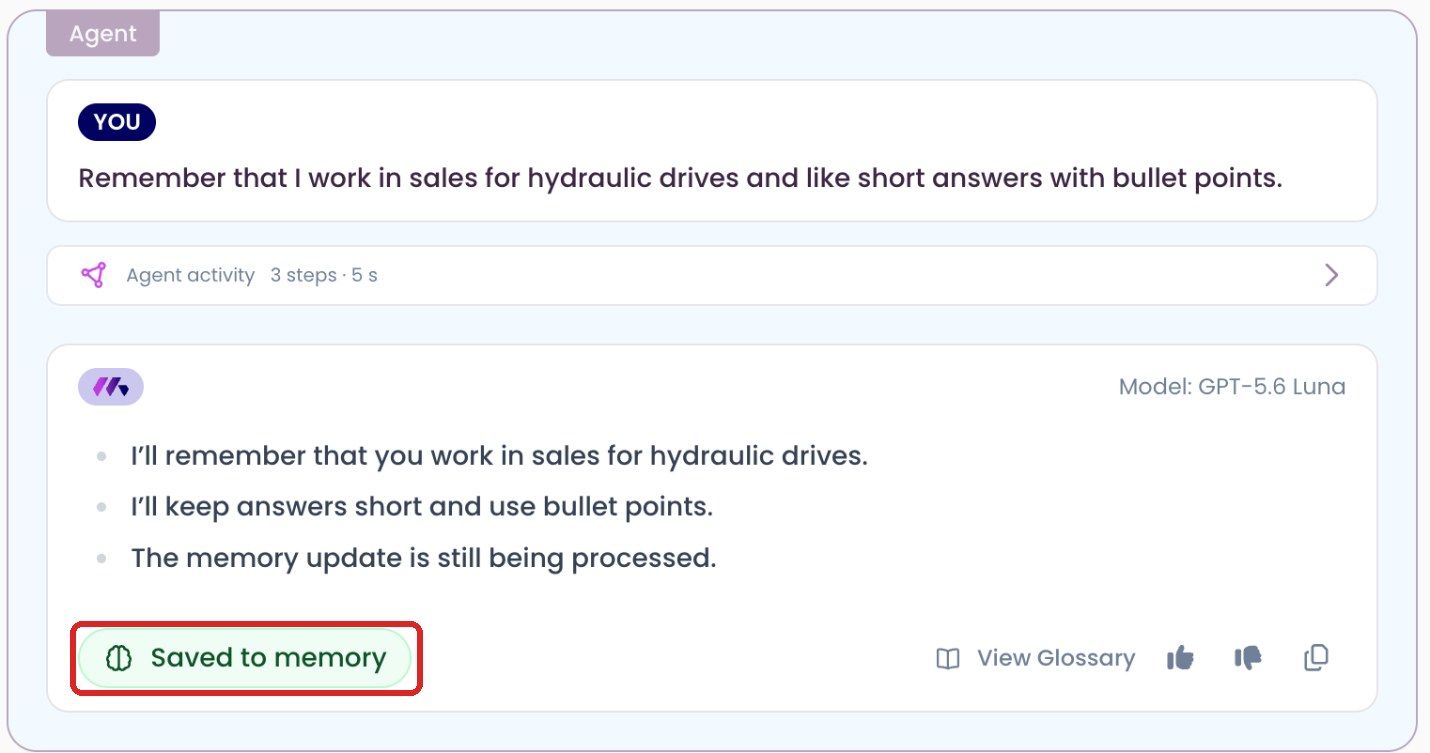 Answer with “Saved to memory”