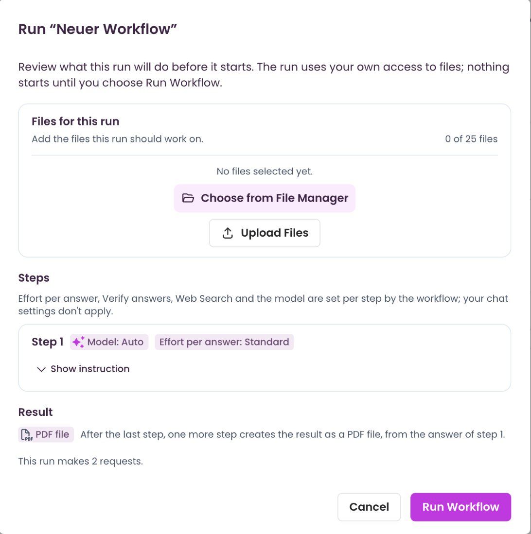 Window for starting a run