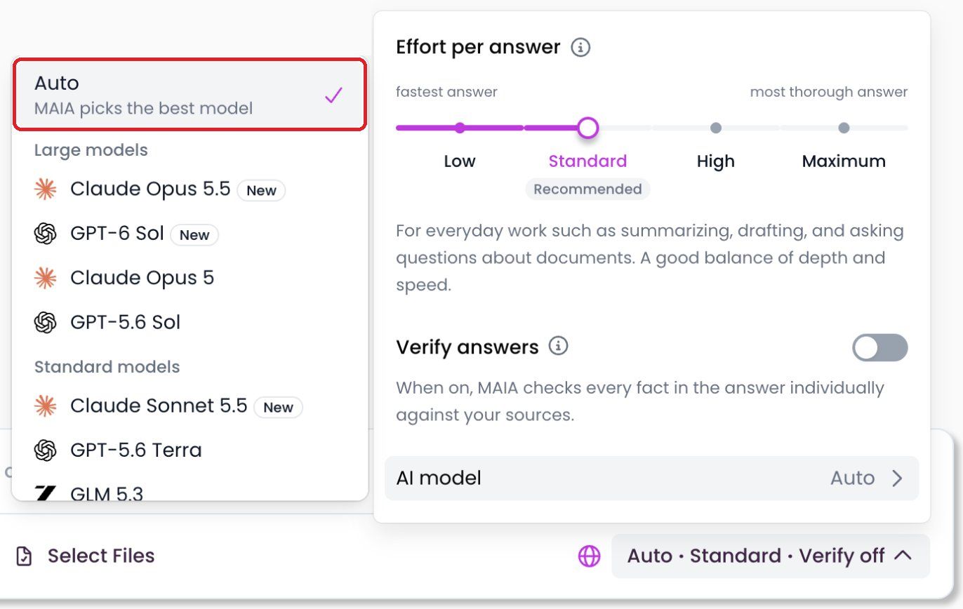 “Auto” in the model list