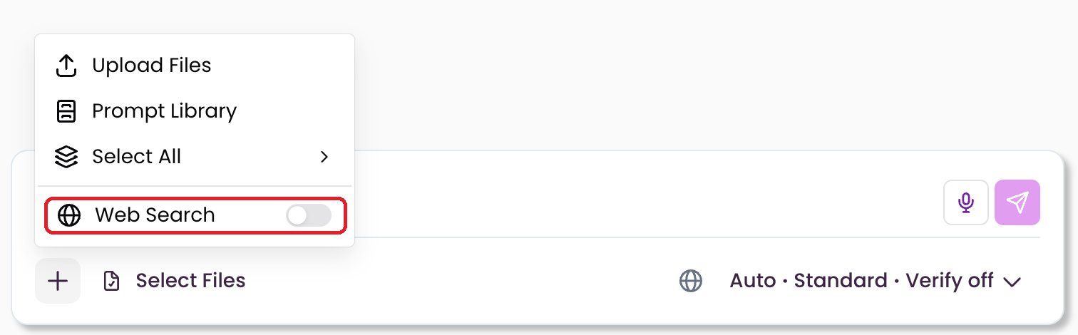 “+” menu with web search turned off