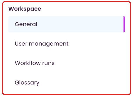 Settings with the “Workspace” section