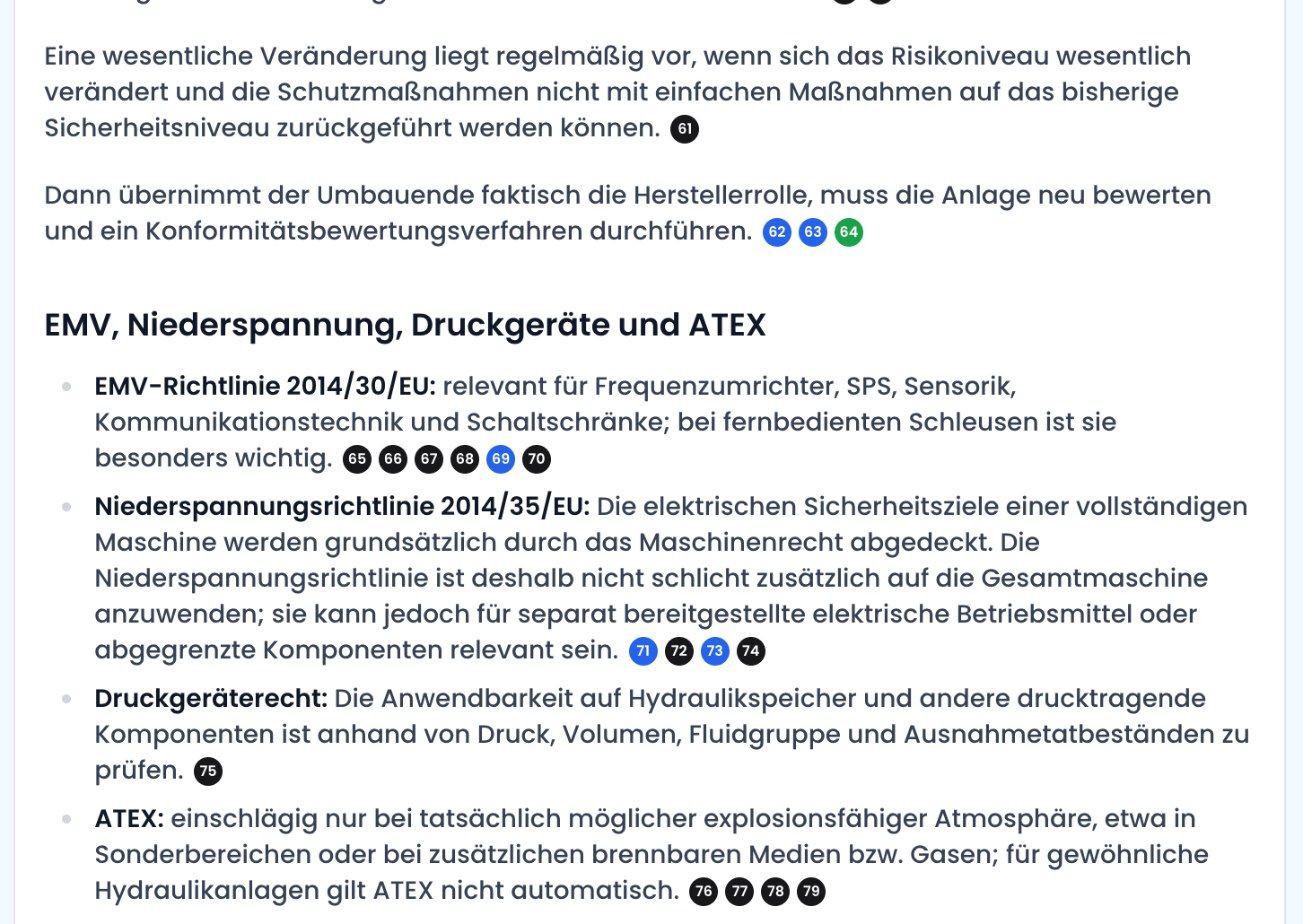 Antwort mit nummerierten Verweisen