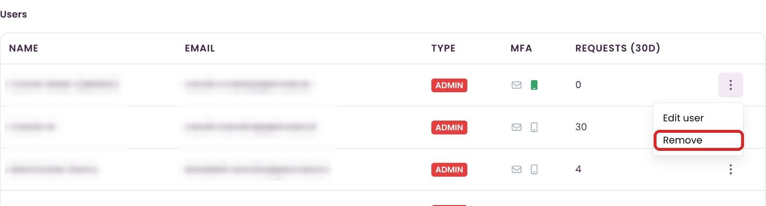 Row menu with “Remove”