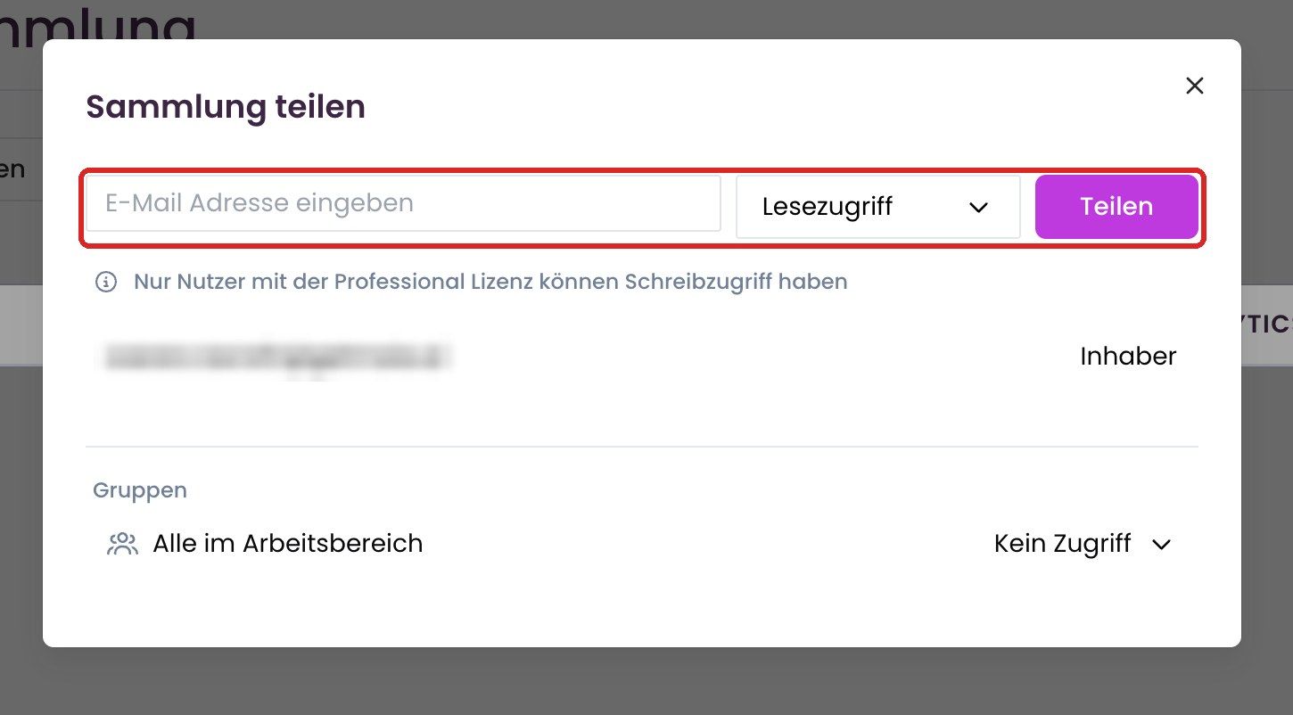 Dialog „Sammlung teilen“