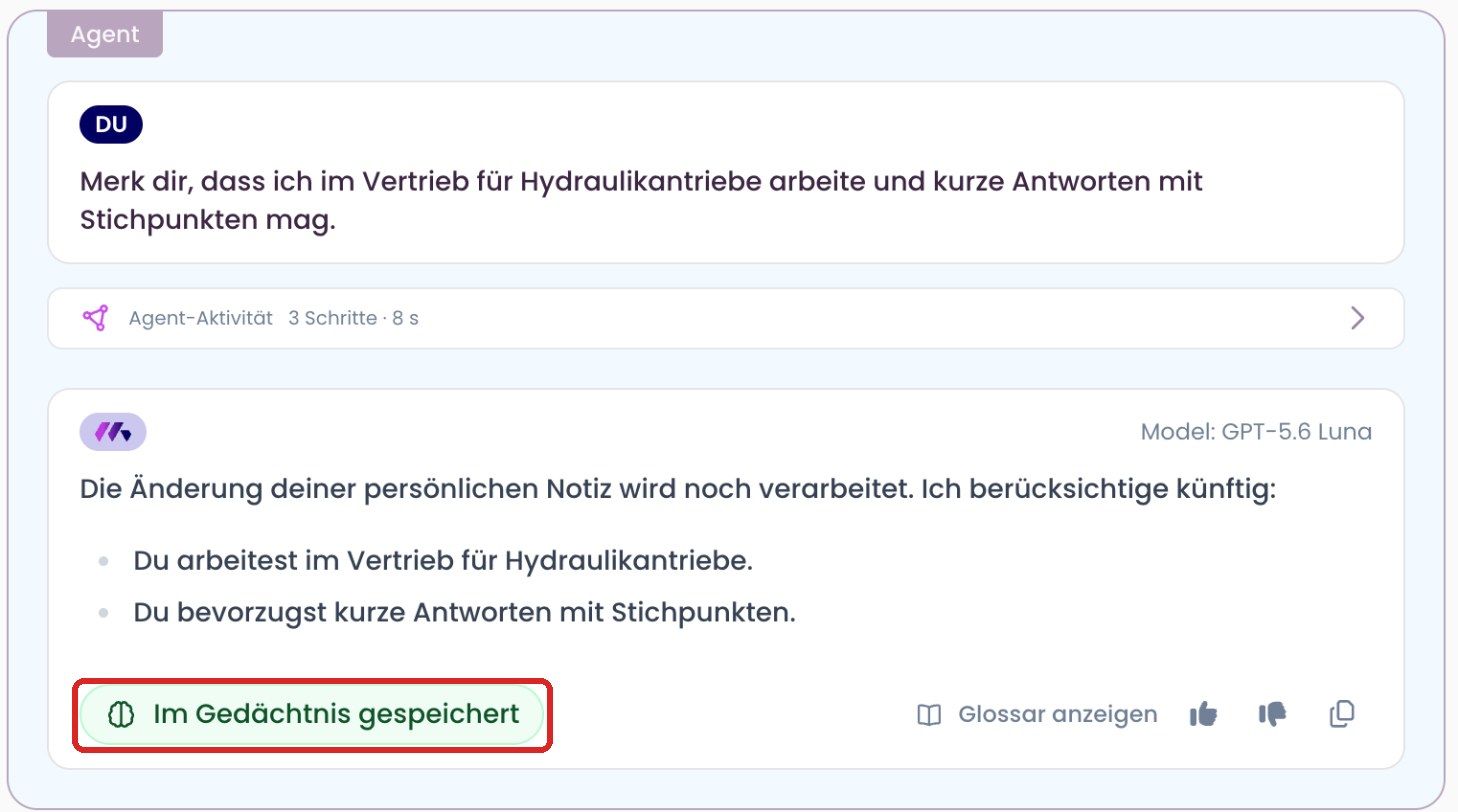 Antwort mit „Im Gedächtnis gespeichert“