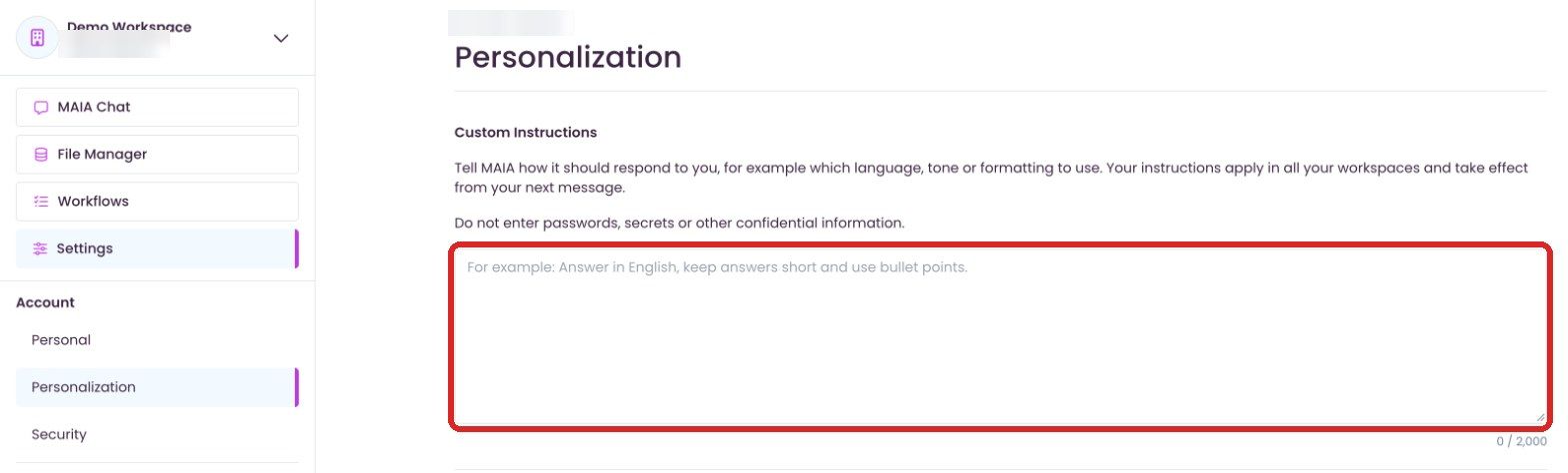 “Custom Instructions” field
