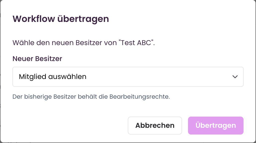 Dialog „Workflow übertragen“