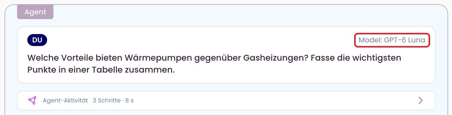 Antwort mit der Angabe des verwendeten Modells