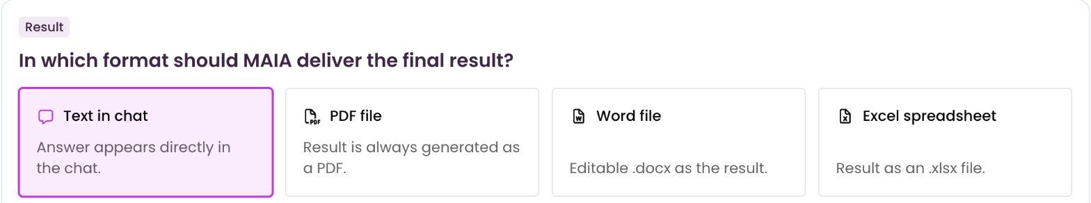 Choosing the result format